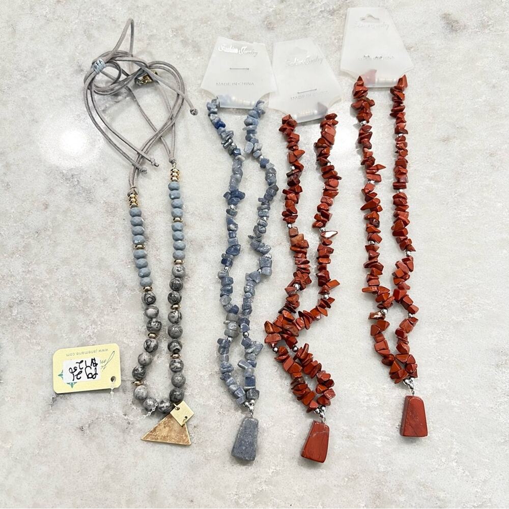 4 wholesale inventory boho crystal natural gemstone necklaces